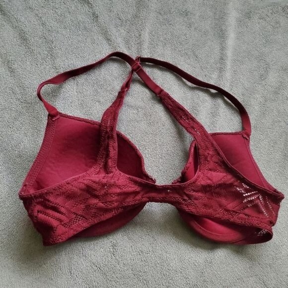 Xhilaration womens Bra 32 C wine color front clip tshirt bra criss cross - Picture 2 of 6
